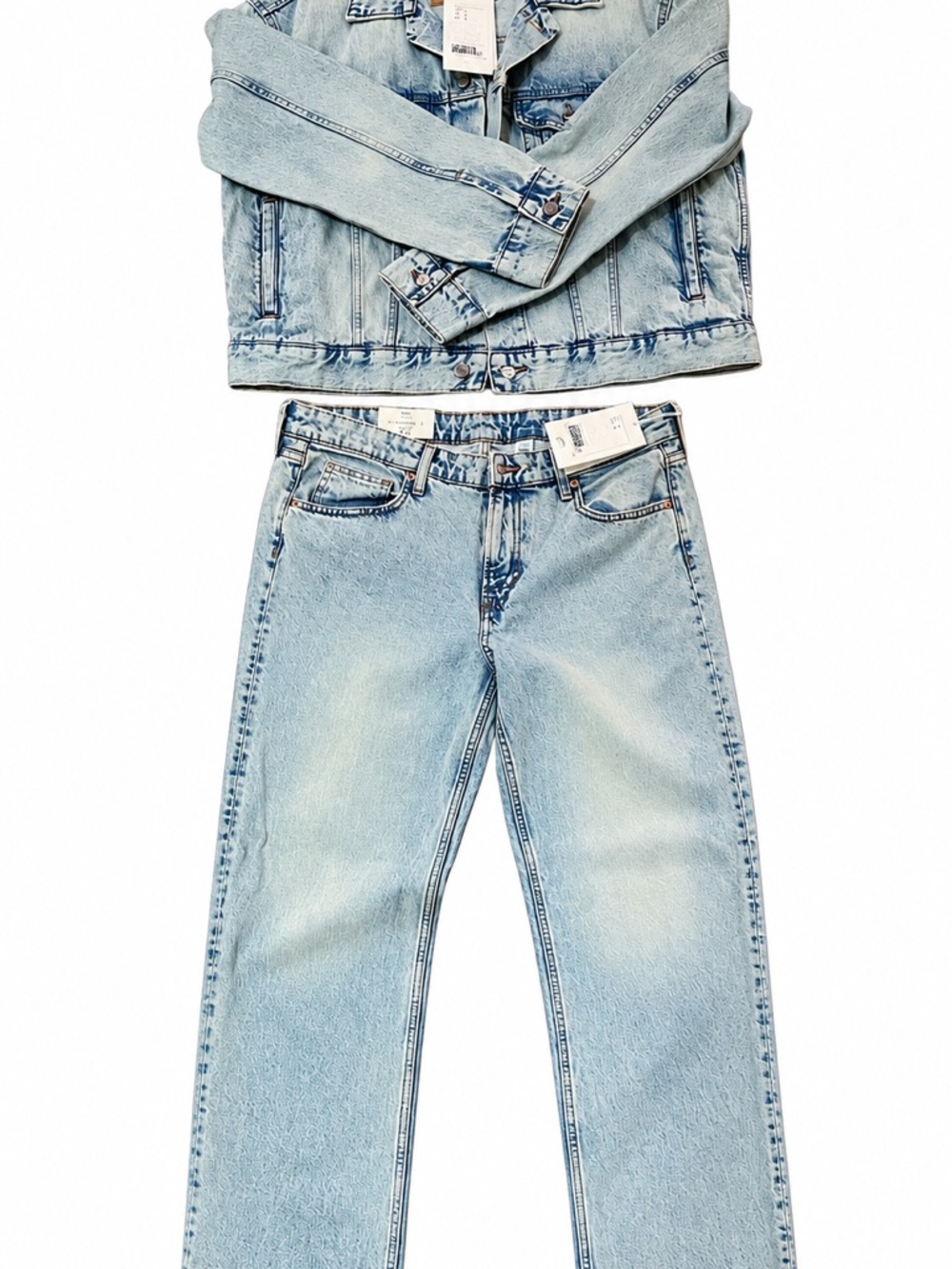 H&M Light Blue Denim Jacket and Straight Leg Jeans